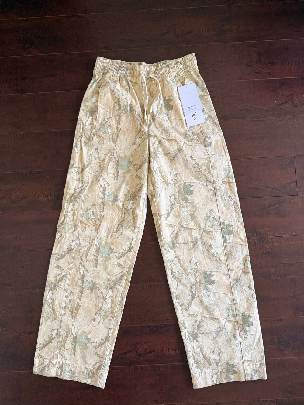 love, Fire Beige Camouflage Joggers with Subtle Green Print - Picture 2 of 11
